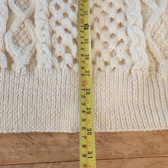 Blarney Woollen Mills Aran Fisherman Cable Knit Wool Cardigan Sweater Ireland S - Picture 12 of 13